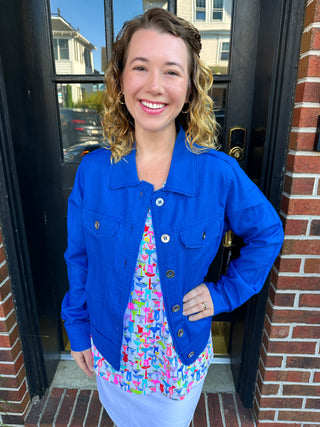 Tango Mango Power Blue Linen Jacket