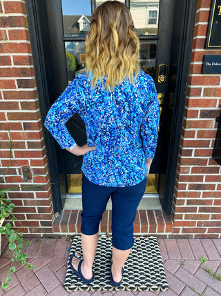 Bangladine by Lulu B Navy Pedal Pusher with Side Vent