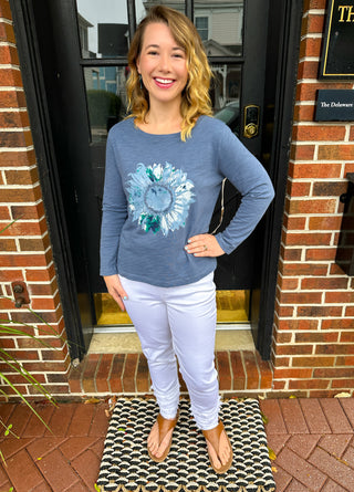 Escape by Habitat Denim Sunflower Step Hem Boxy Tee