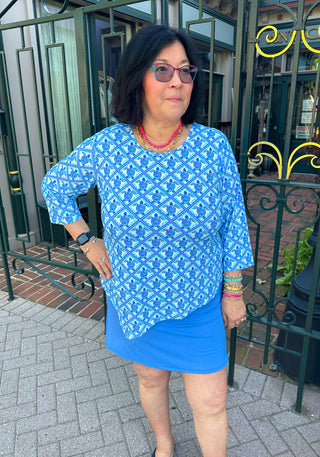 Lulu B Turtle Lattice Asymmetrical Scoop Neck Top