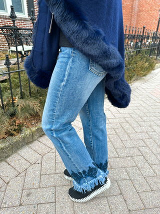 EverStretch Straight Ankle Jeans with Bottom Embroidery