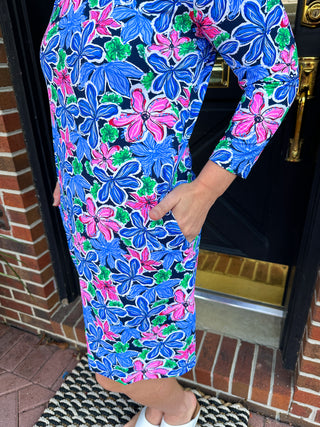 Beachtime by Lulu B Floral Multi Notched Dress