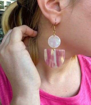 Pink Acrylic Drop Earrings