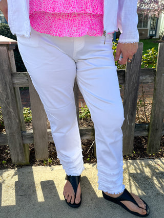 Lulu B Denim Fringe Pant White