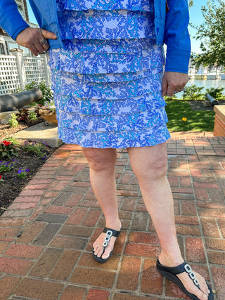 Lulu B White and Blue Coral Cha Cha Skort