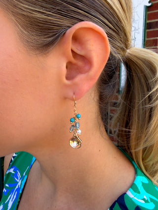 Teal Shell Drop Earrings