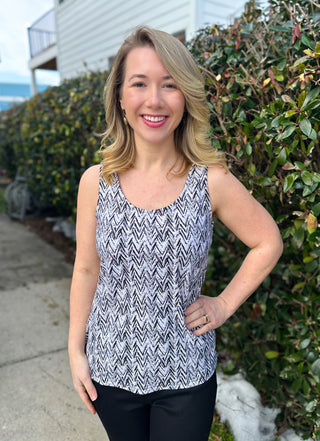 Lulu B Black Chevron Basic Tank