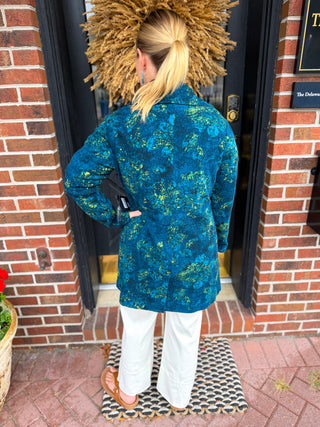 Olivia by Habitat Floral Print A-Line Car Coat Teal