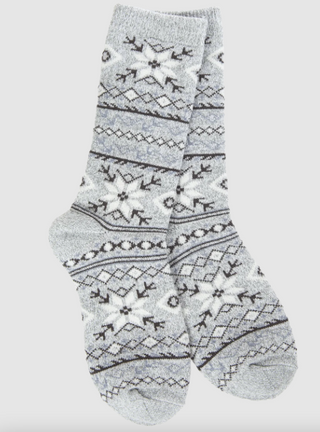 Fair Isle Grey Holiday Mini Crew Socks