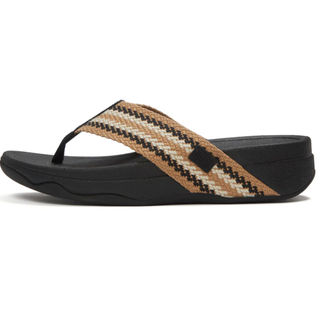 FitFlop SURFA Stripe-Webbing Toe-Post Sandals Black Mix