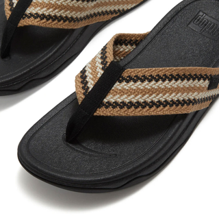 FitFlop SURFA Stripe-Webbing Toe-Post Sandals Black Mix