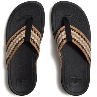 FitFlop SURFA Stripe-Webbing Toe-Post Sandals Black Mix