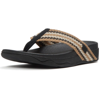 FitFlop SURFA Stripe-Webbing Toe-Post Sandals Black Mix