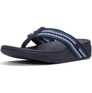 FitFlop SURFA Stripe-Webbing Toe-Post Sandals Cosmic Blue Mix