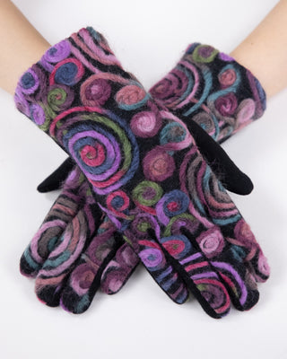 Fleece Floral Gloves Fuchsia