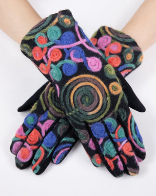 Fleece Floral Gloves Multi