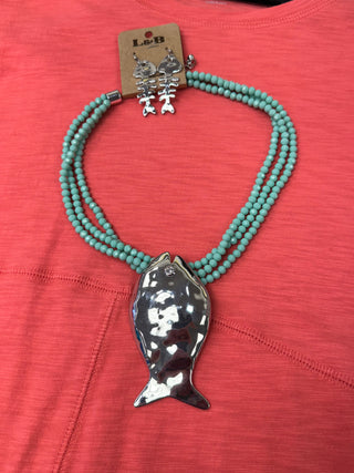 Aqua Fish Necklace Set