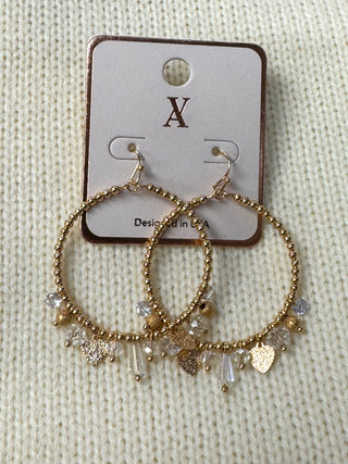 Gold and Crystal Hoop Earrings