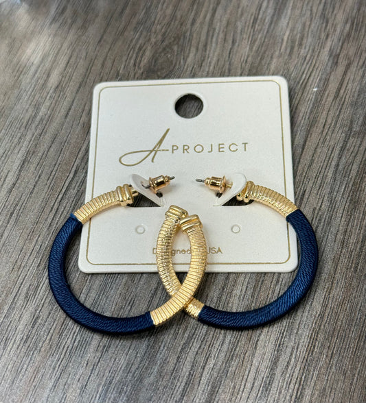 Navy and Gold Threaded Earrings