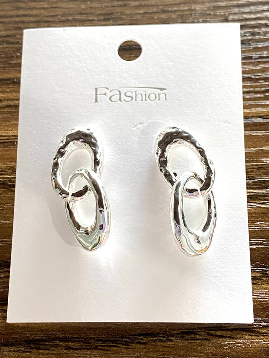 Hammered Silver Post Earrings