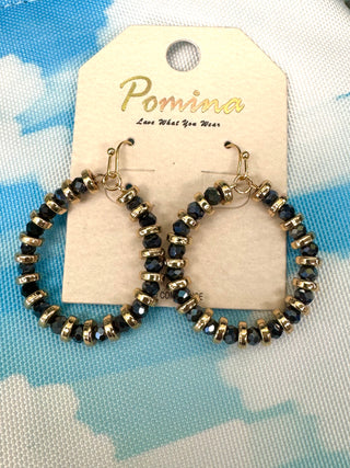 Gold Hematite Crystal Beaded Earrings