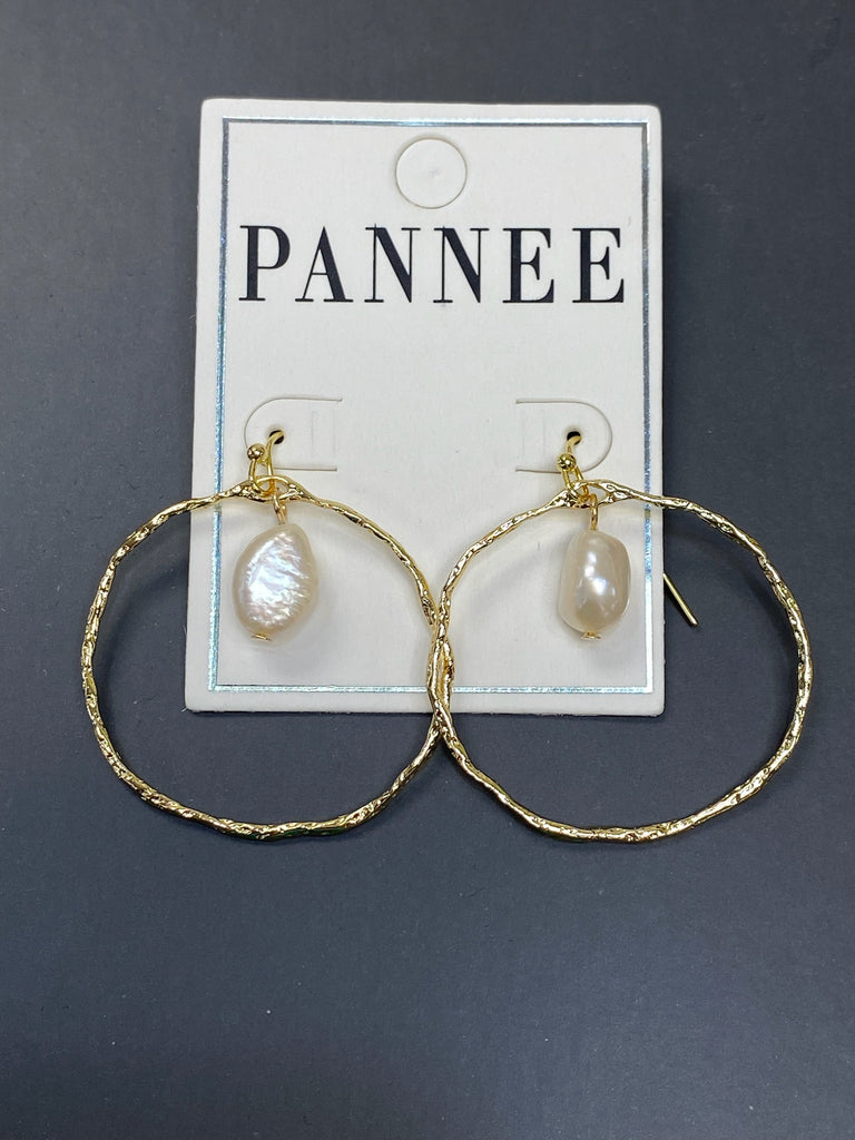 Gold Circle Earrings with Mother of Pearl Dangle Earrings