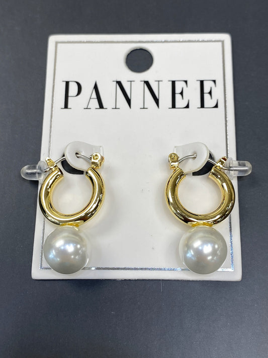 Gold Hoop with Pearl Earrings