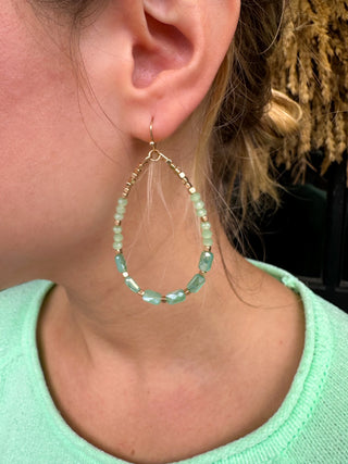 Green Crystal Beaded Earrings