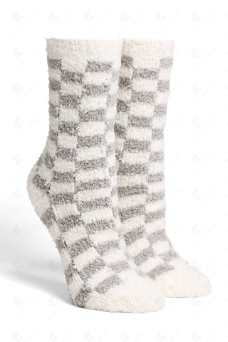 Ultra Soft Checkered Comfy Socks Grey