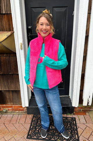 Hot Pink Corduroy Puffer Vest
