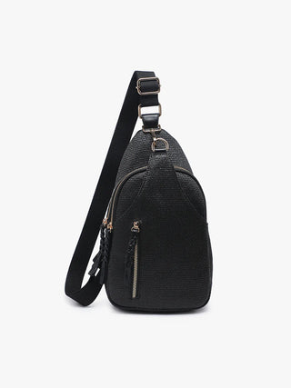 Nikki Micro Straw Sling Bag Black