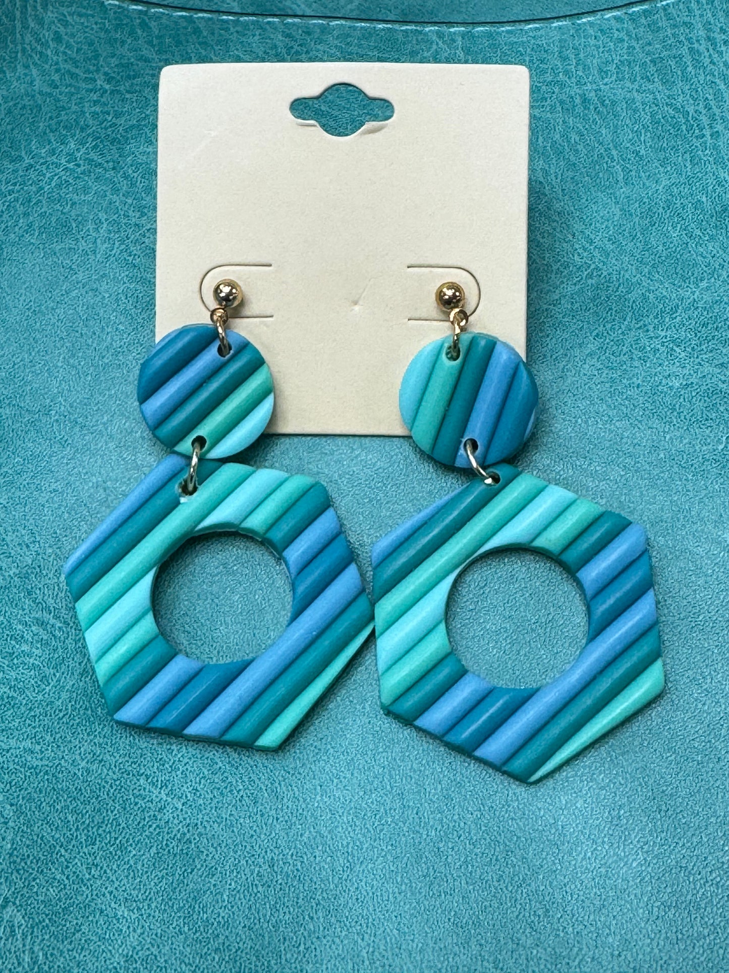 Blue Multi Hexagon Earrings