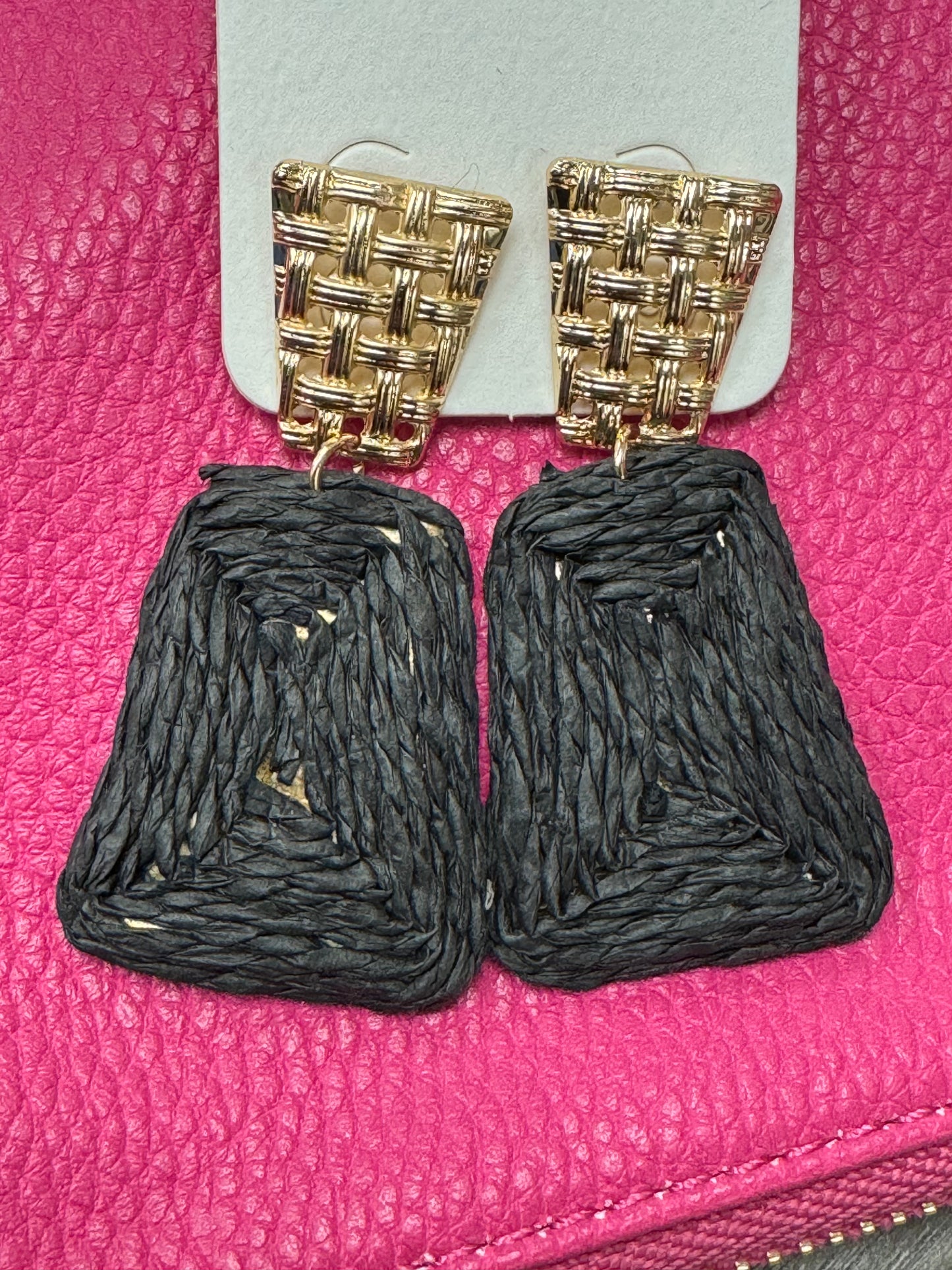 Black Weave Dangle Earrings