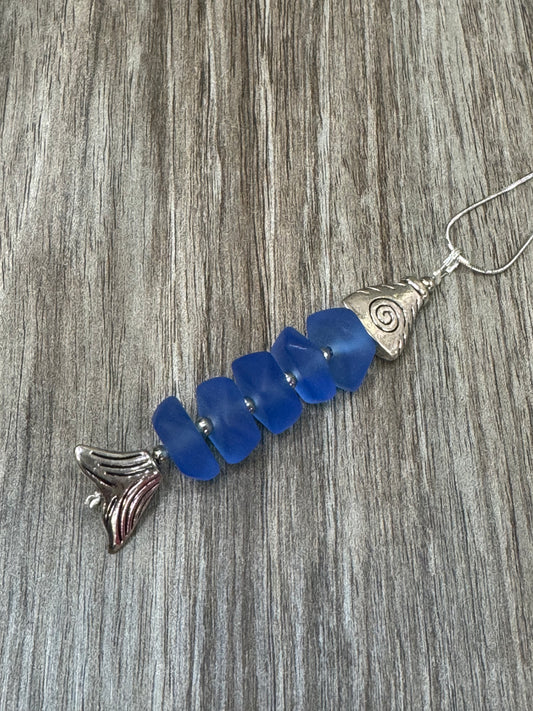Periwinkle Seaglass Fish Necklace