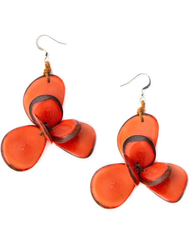 Tagua Poppy Coral Florence Earrings