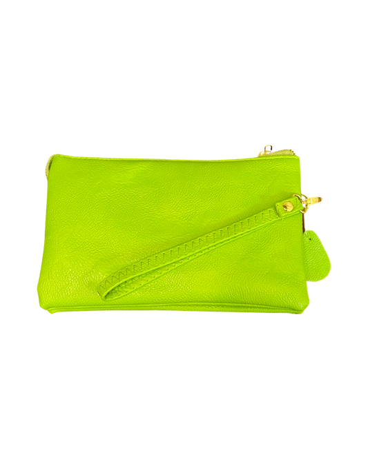 Lime Leather Wristlet