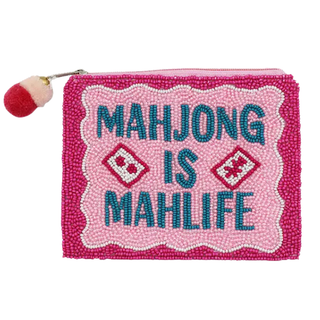 Mahjong Is Mahlife Beaded Coin Pouch