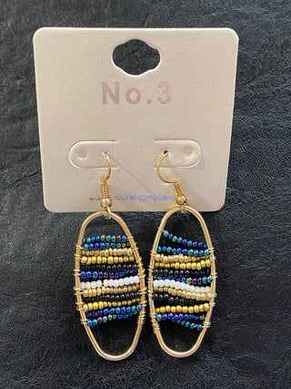 Navy Multicolor Beaded Earrings