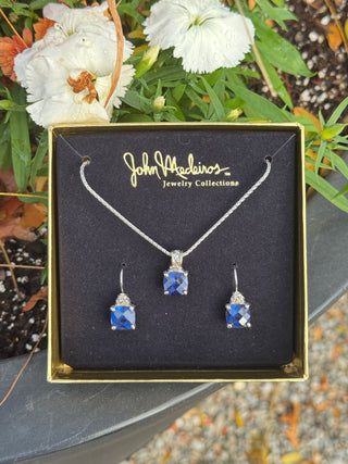 John Medeiros Royal Anvil Square Cut Earrings and Necklace