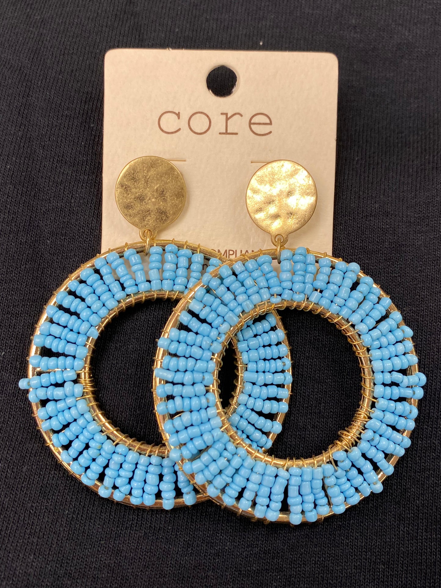 Treasure Blue Beaded Circular Earrings