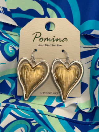 Silver and Gold Heart Earring