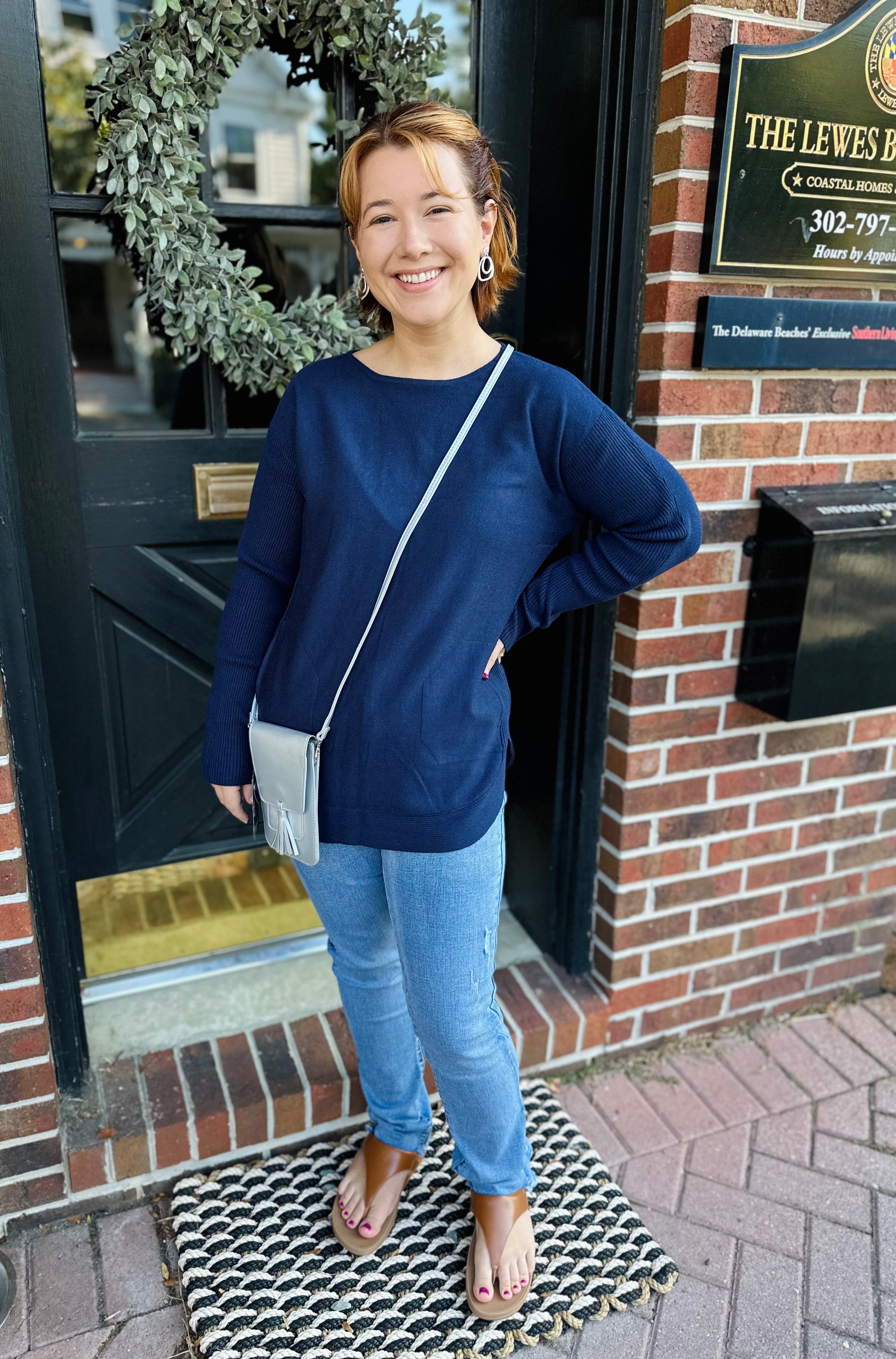 Lulu B Navy Sweater – Blooming Boutique