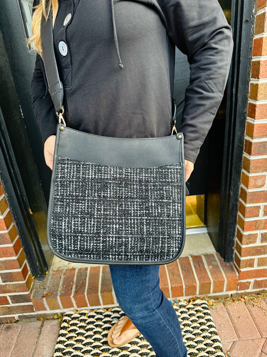 Black Speckled Crossbody Handbag