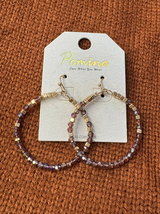 Brown Crystal Hoop Earrings