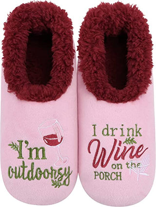 Wine Outdoorsy Snoozies Slippers