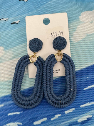 Blue Threaded Drop Earrings