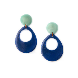 Tagua Mimi Celeste and Royal Blue Earrings