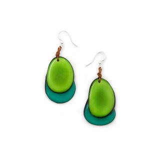 Tagua Lime and Emerald Green Fiesta Earrings