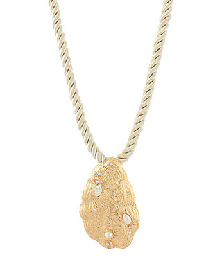 Textured Pave Shell Cord Choker Ivory