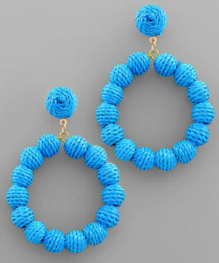 Wrapped Bead Ball Earrings Teal